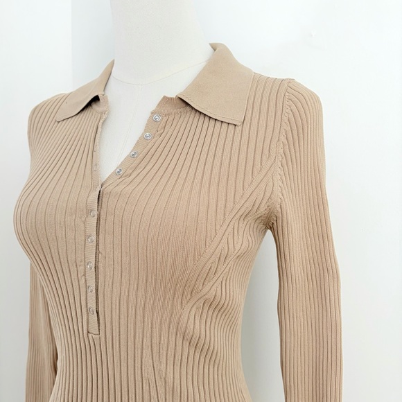 Zara Ribbed Polo Top Size M - Picture 3 of 4